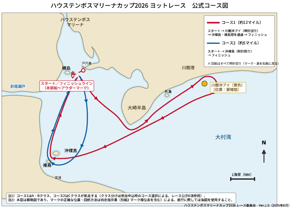 ヨットレースコース図_ハウステンボスマリーナカップ2026
